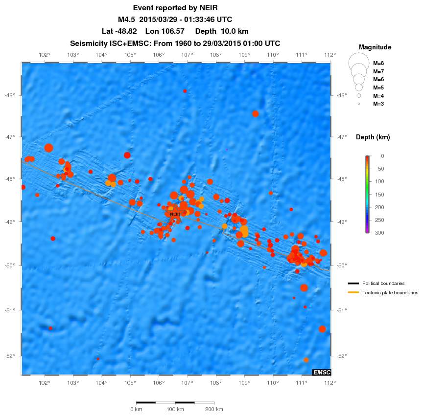 regional depth historical seismicity