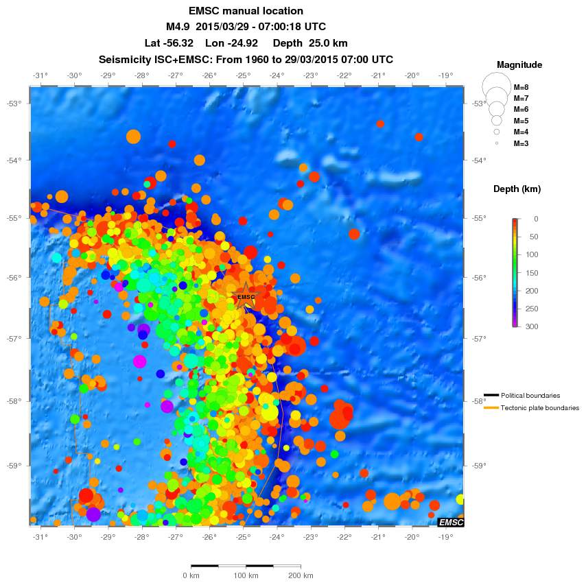 regional depth historical seismicity