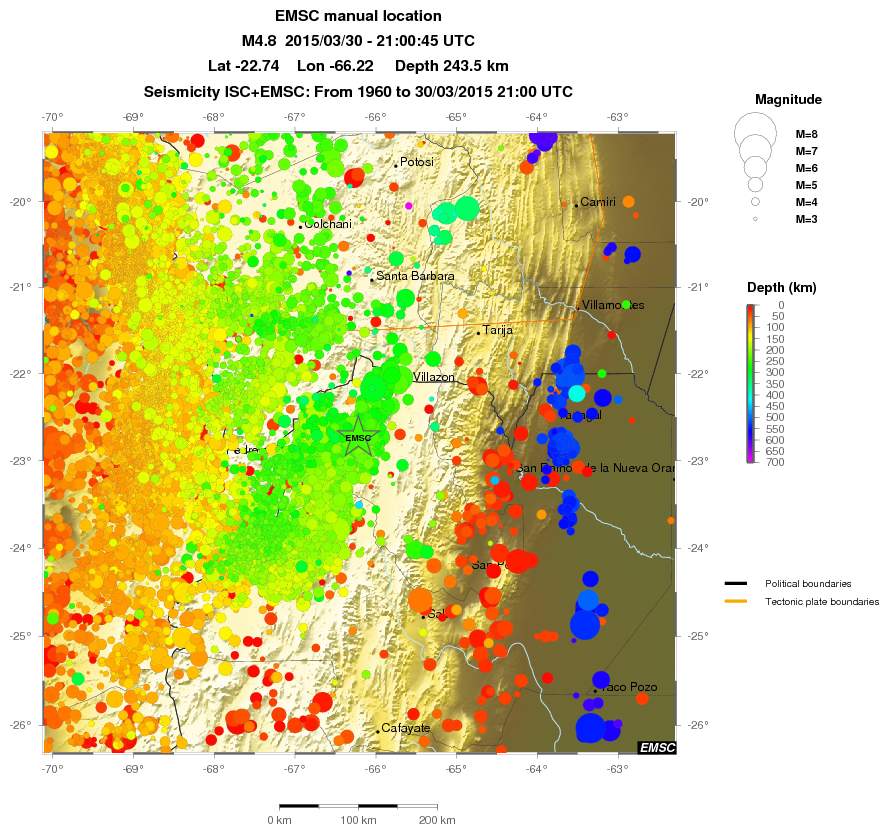 regional depth historical seismicity