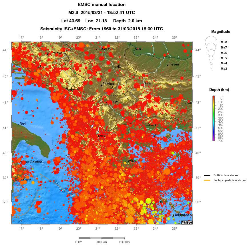 regional depth historical seismicity