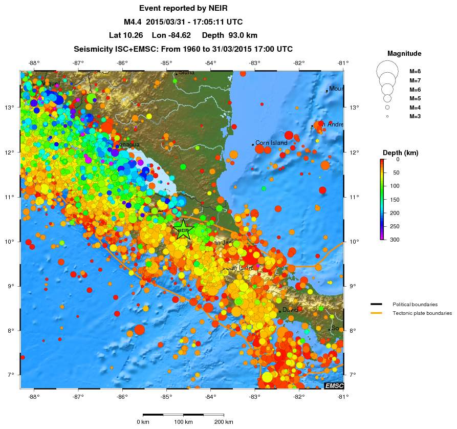 regional depth historical seismicity