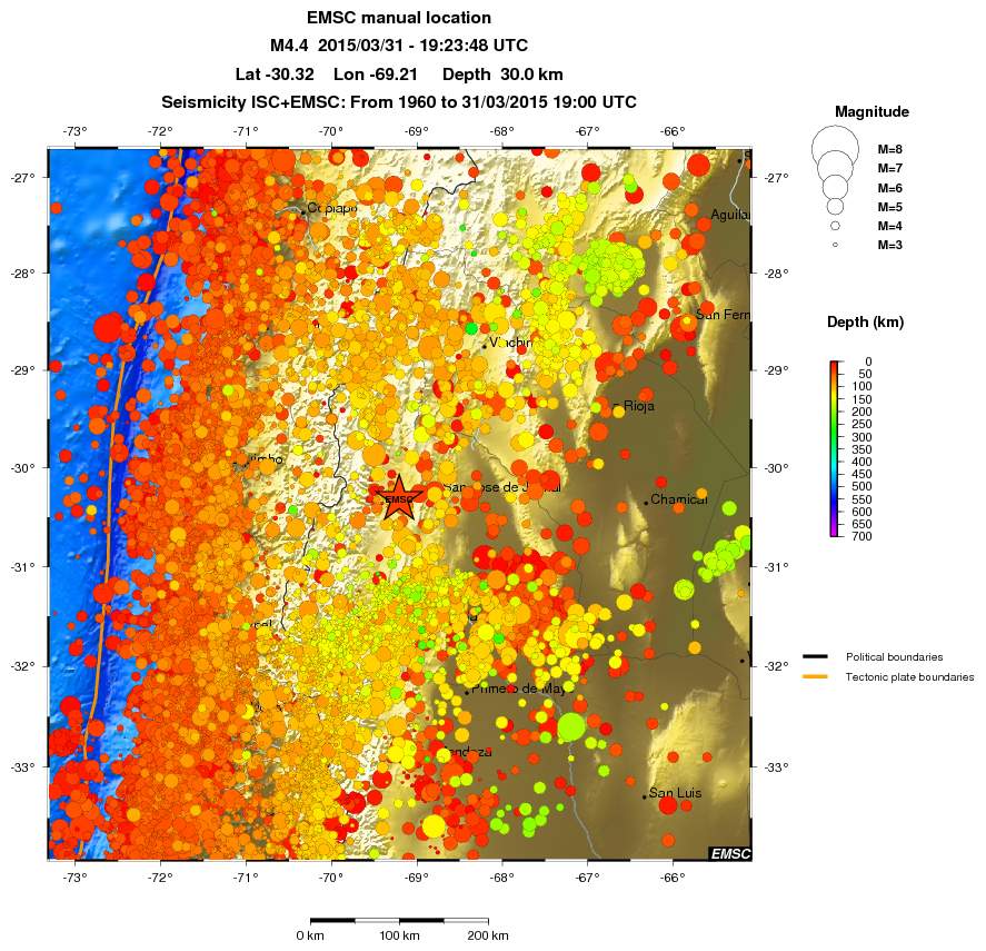 regional depth historical seismicity
