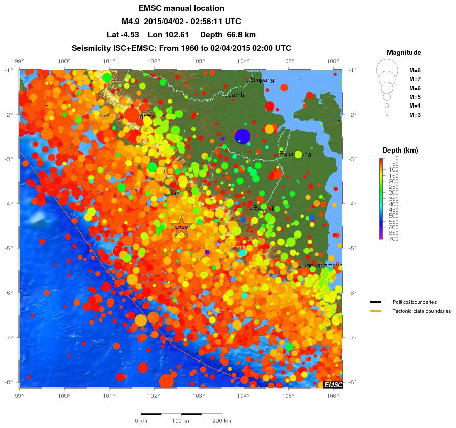 regional depth historical seismicity