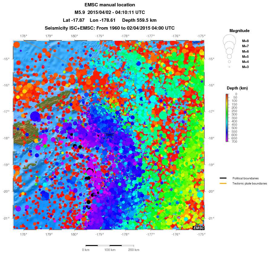 regional depth historical seismicity