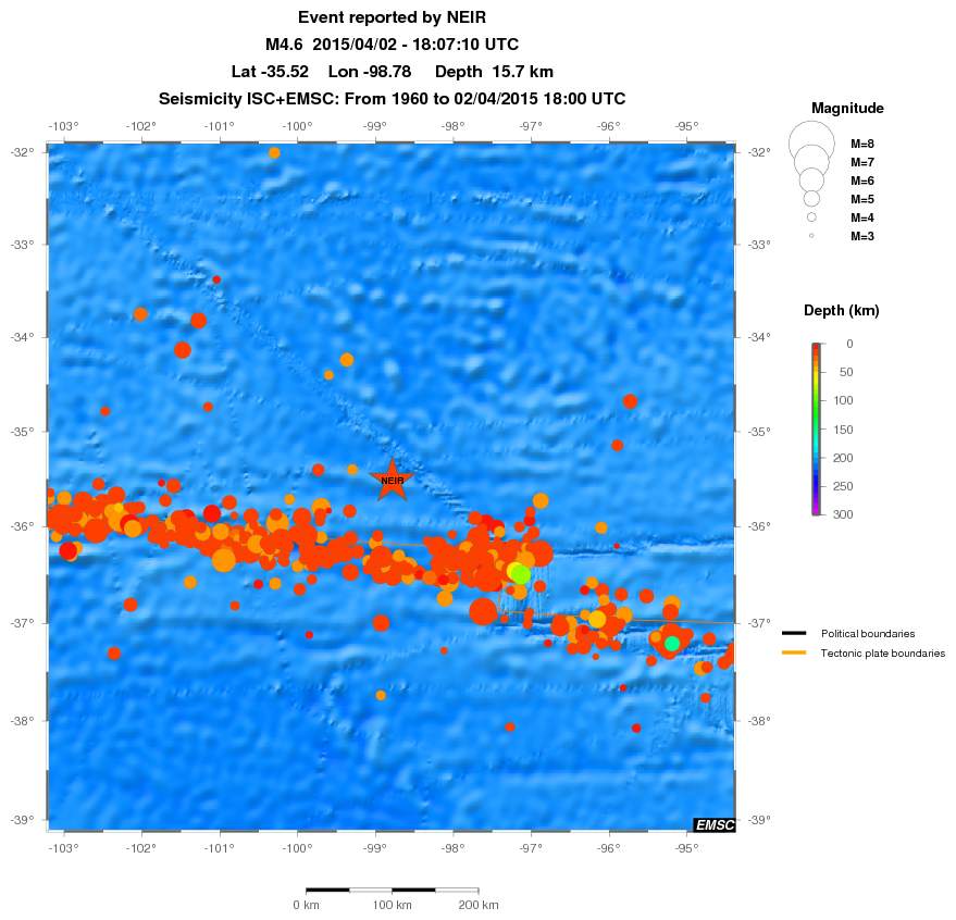 regional depth historical seismicity