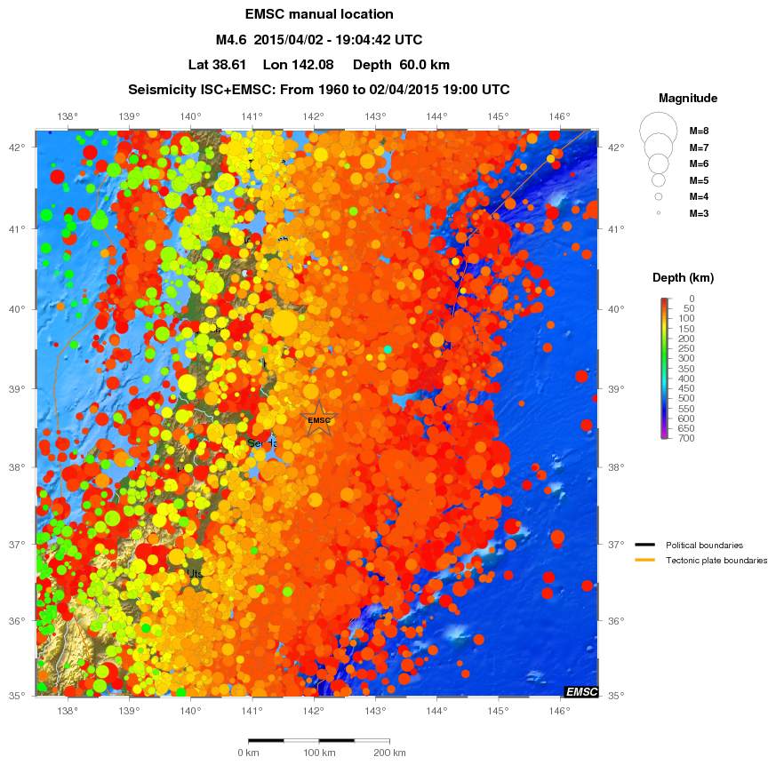regional depth historical seismicity