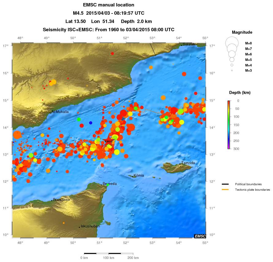 regional depth historical seismicity