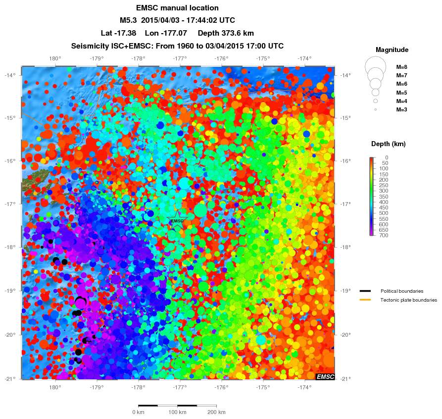 regional depth historical seismicity