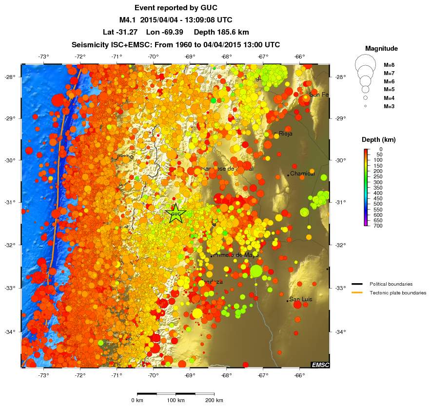 regional depth historical seismicity
