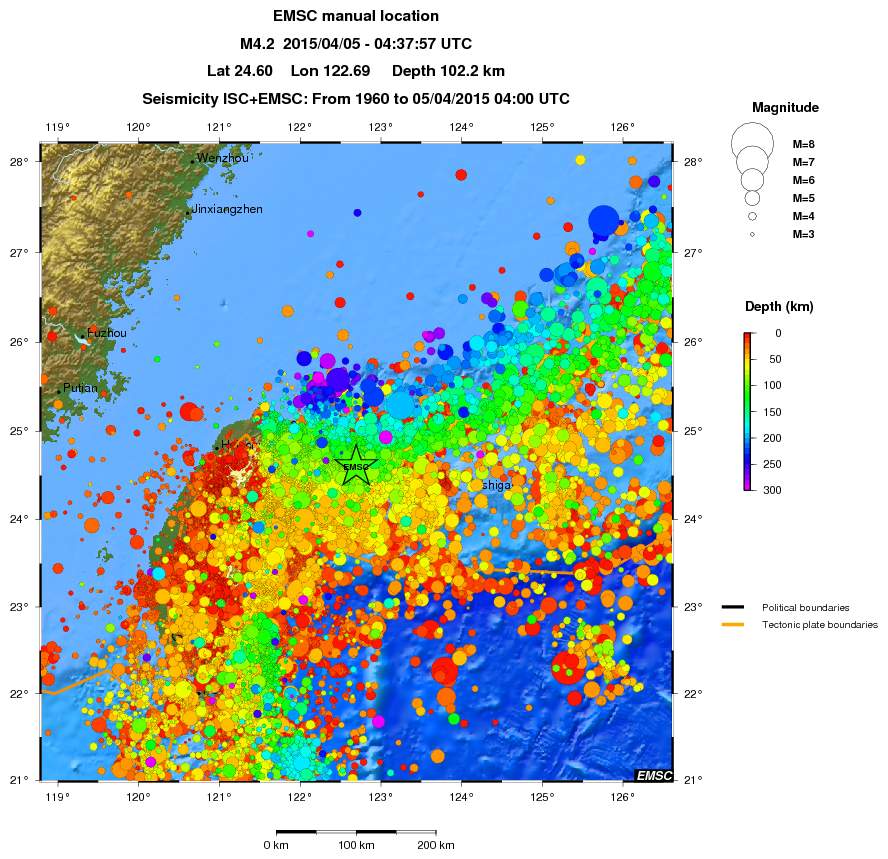 regional depth historical seismicity