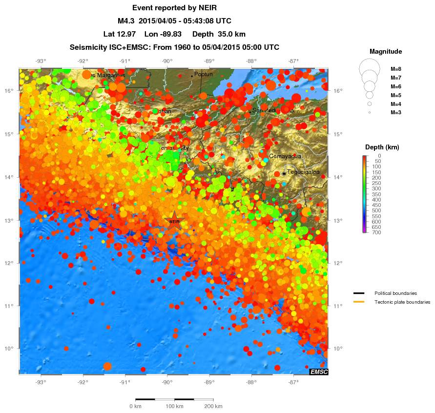 regional depth historical seismicity