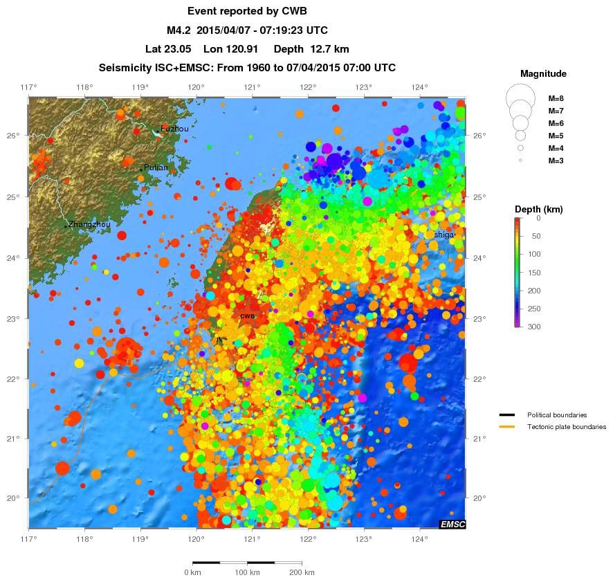 regional depth historical seismicity