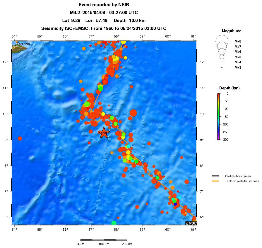 regional depth historical seismicity
