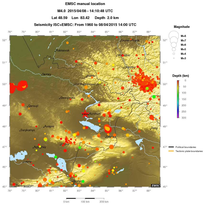 regional depth historical seismicity