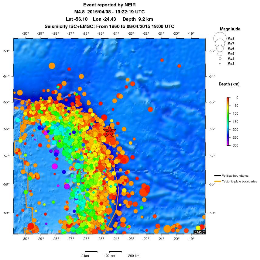 regional depth historical seismicity
