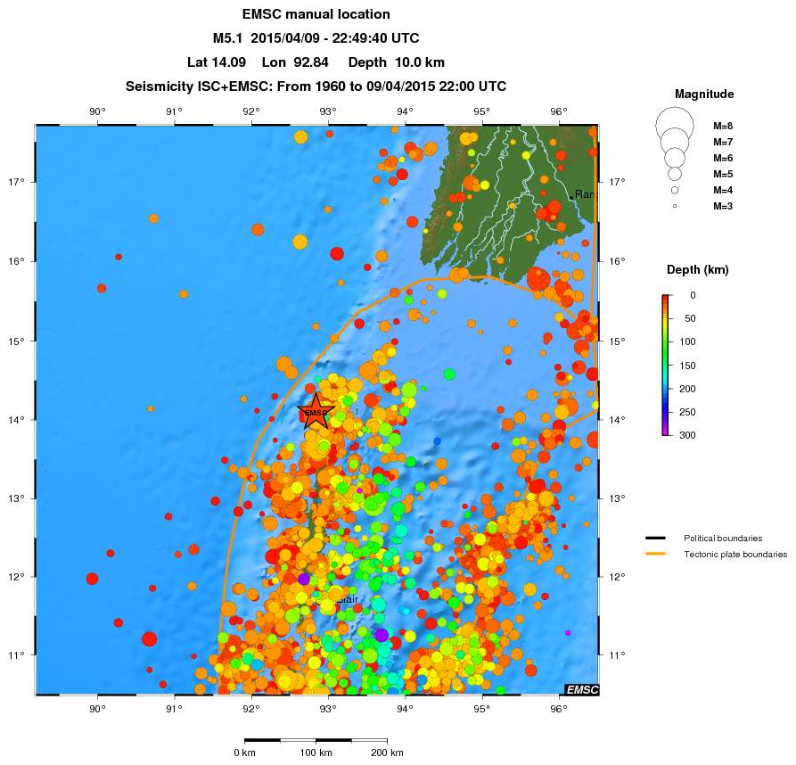 regional depth historical seismicity