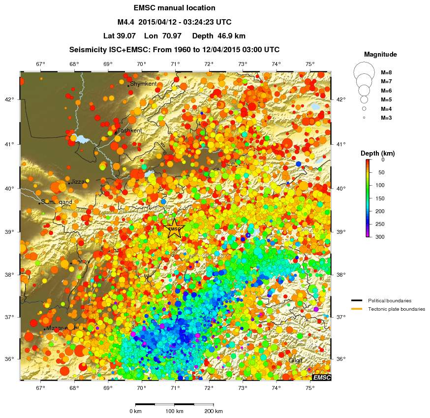 regional depth historical seismicity
