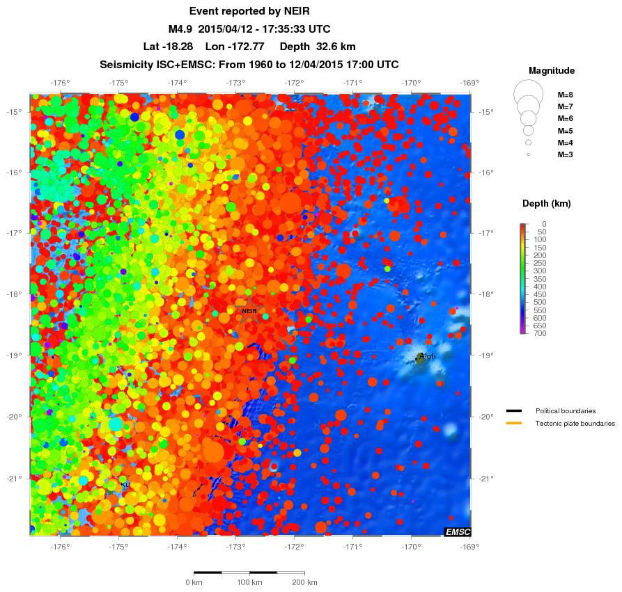 regional depth historical seismicity