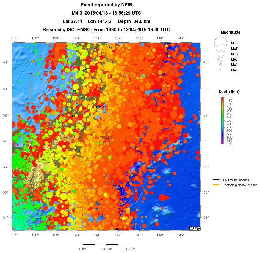 regional depth historical seismicity