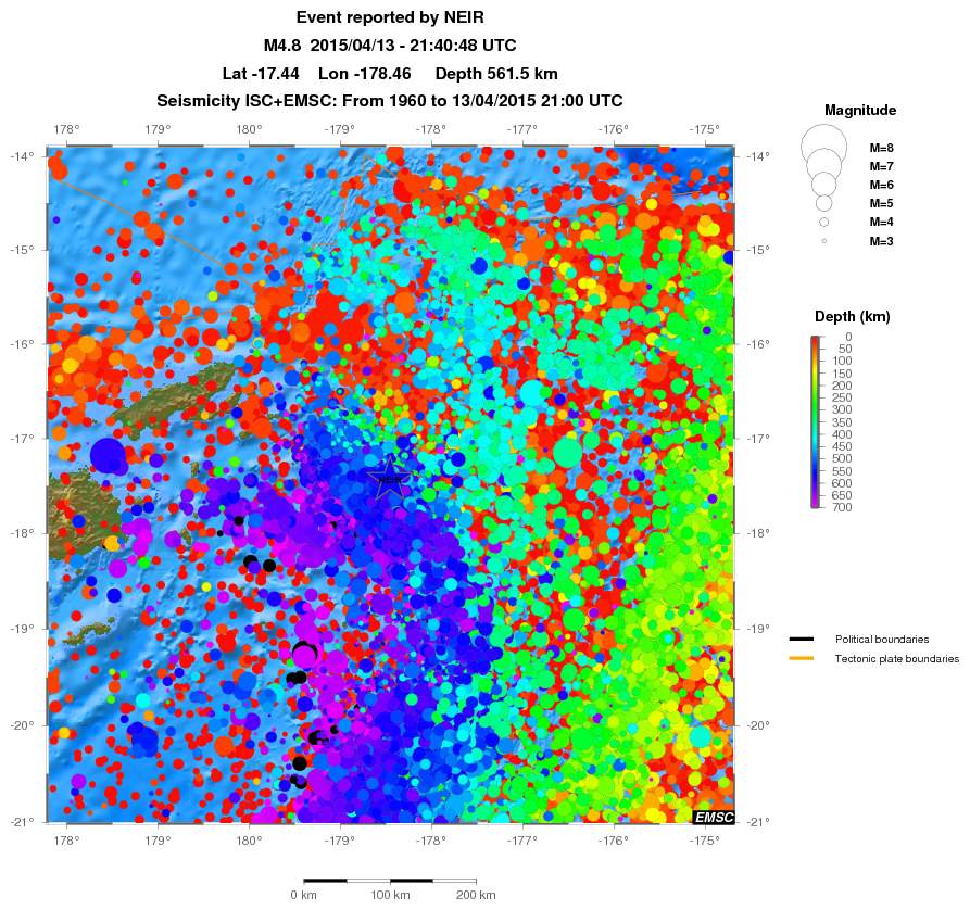 regional depth historical seismicity