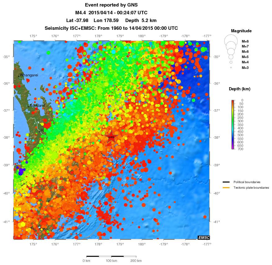 regional depth historical seismicity