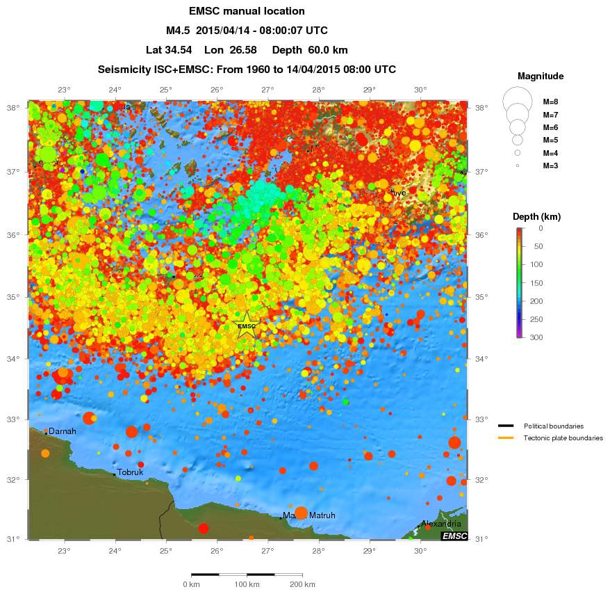 regional depth historical seismicity