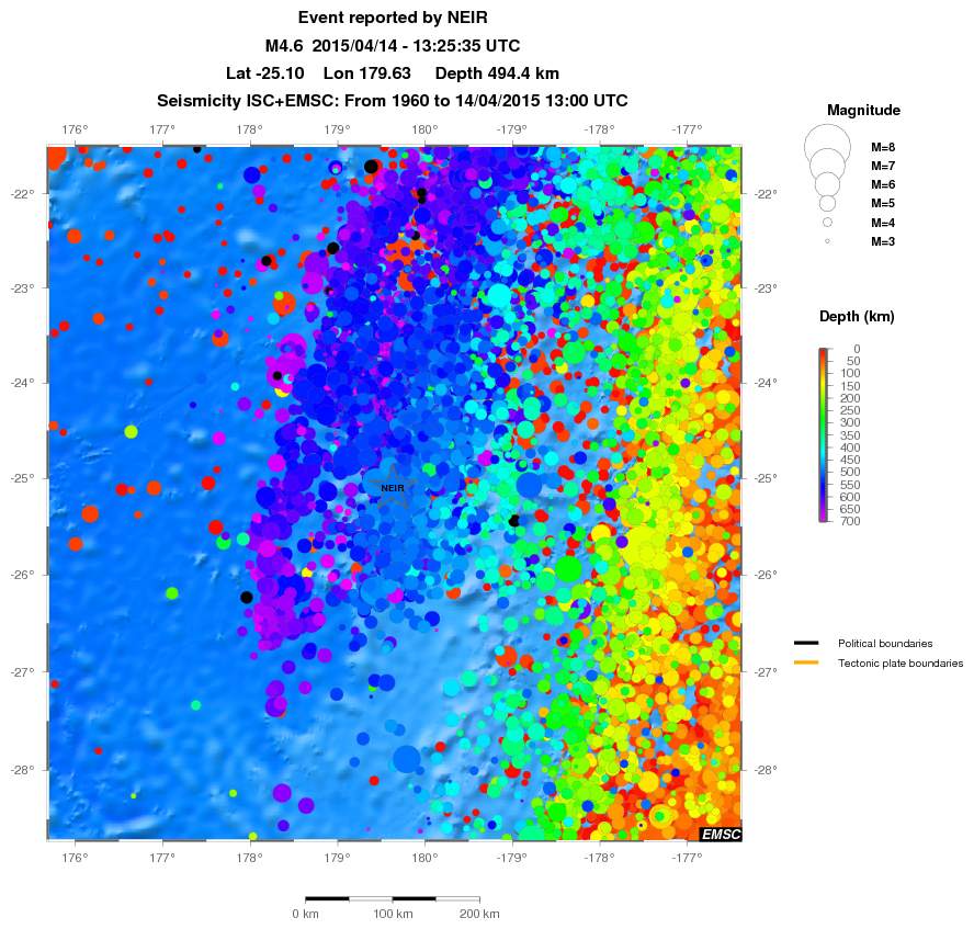 regional depth historical seismicity