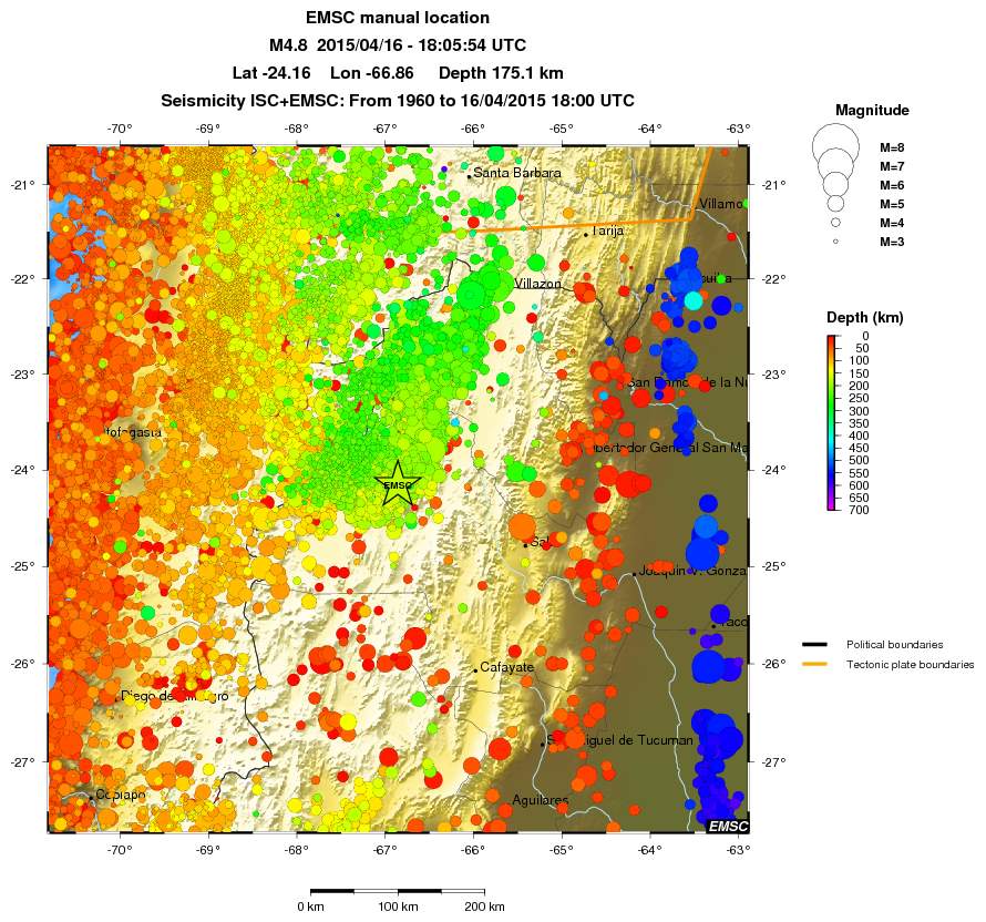 regional depth historical seismicity