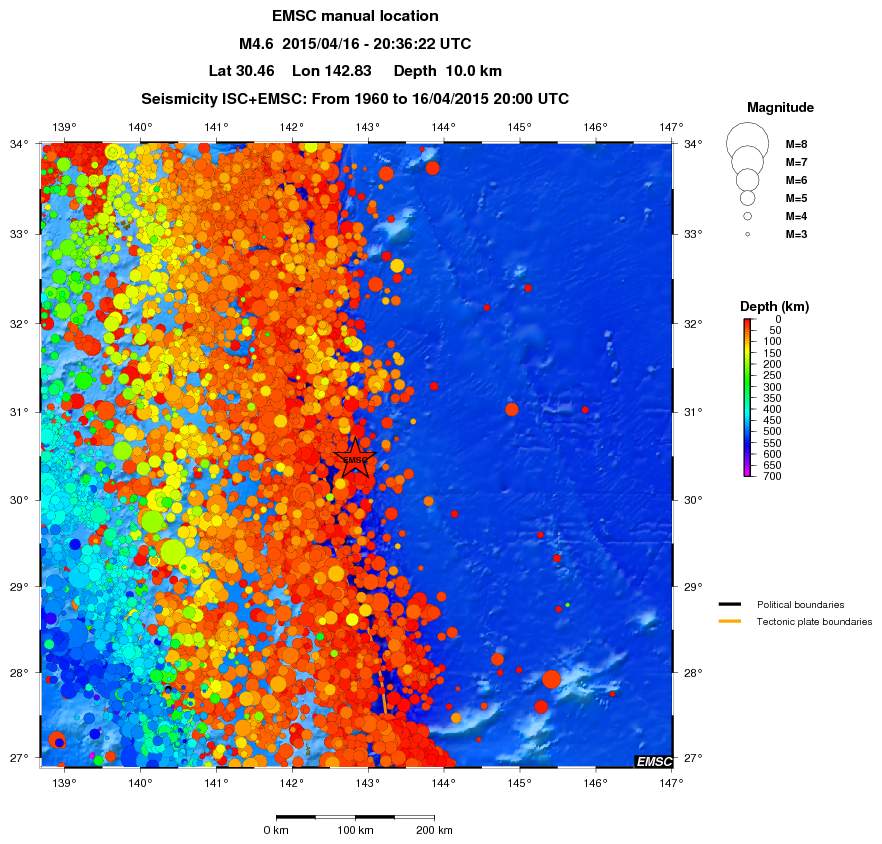 regional depth historical seismicity