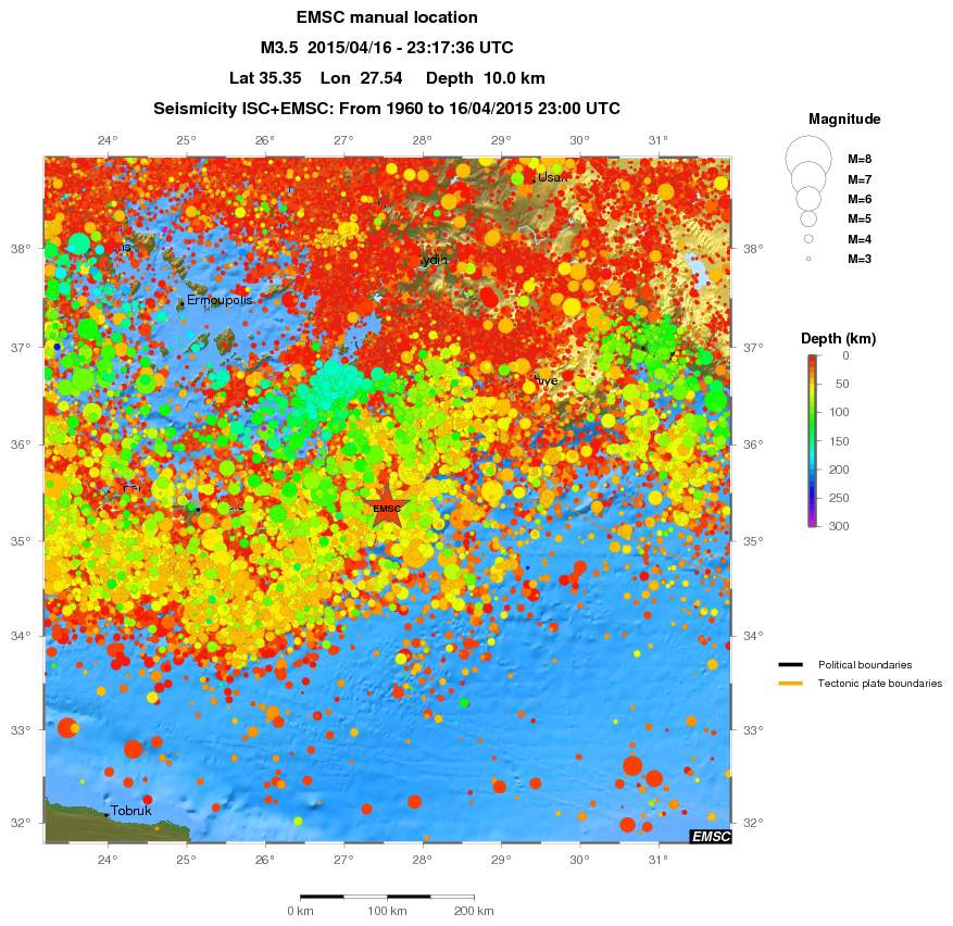 regional depth historical seismicity