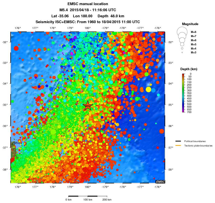 regional depth historical seismicity