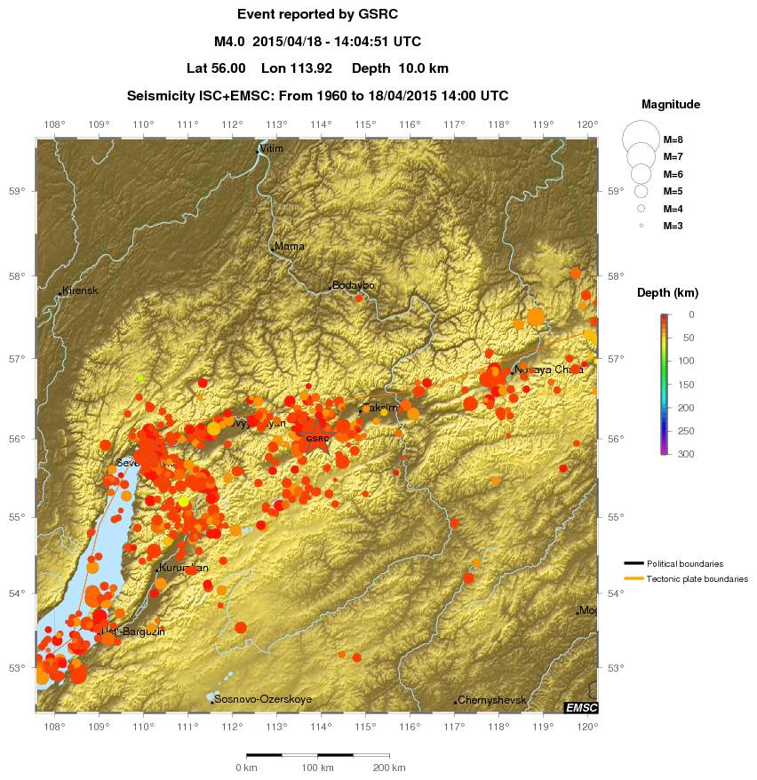 regional depth historical seismicity