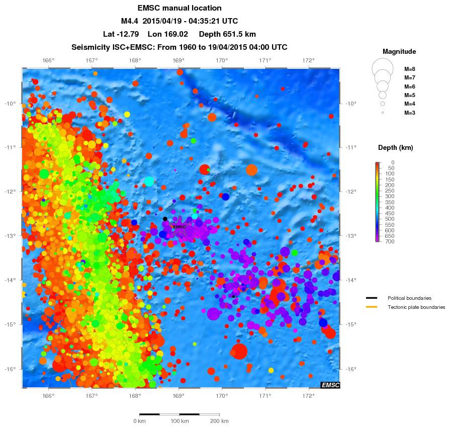 regional depth historical seismicity