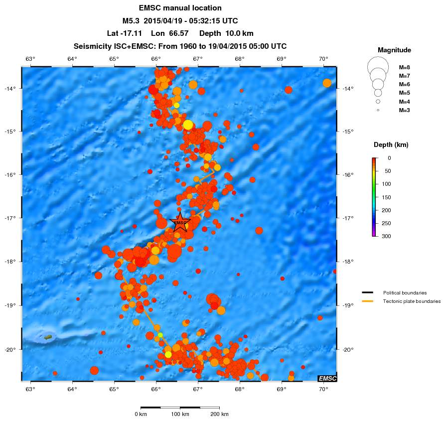 regional depth historical seismicity