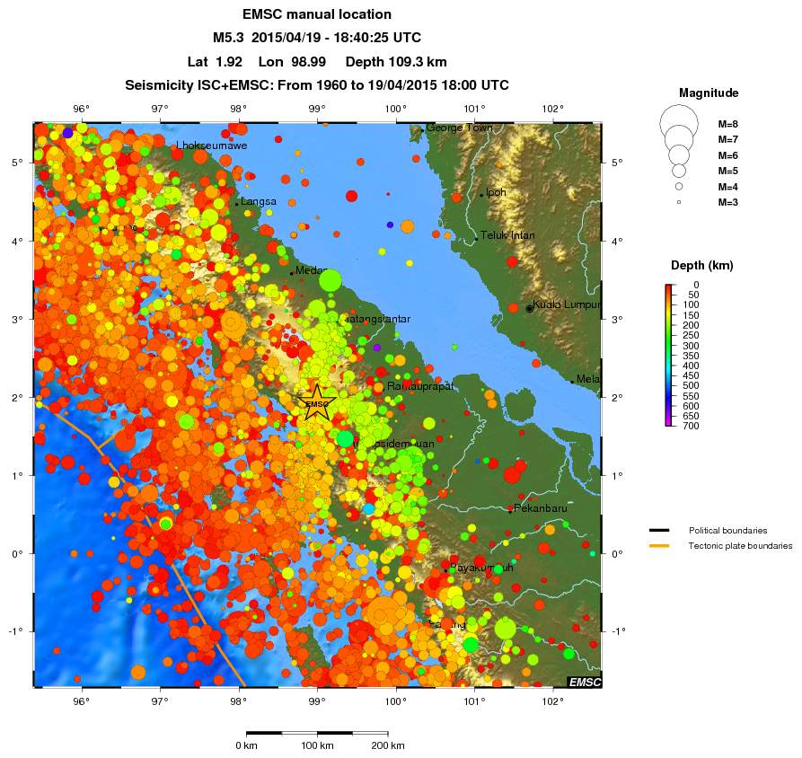 regional depth historical seismicity