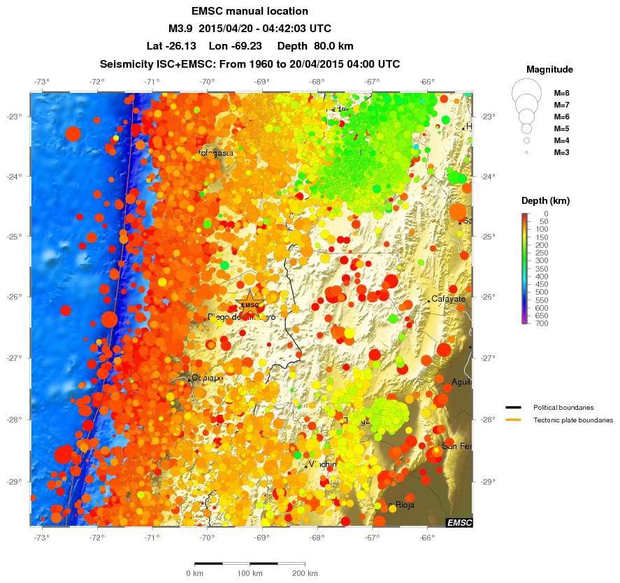 regional depth historical seismicity