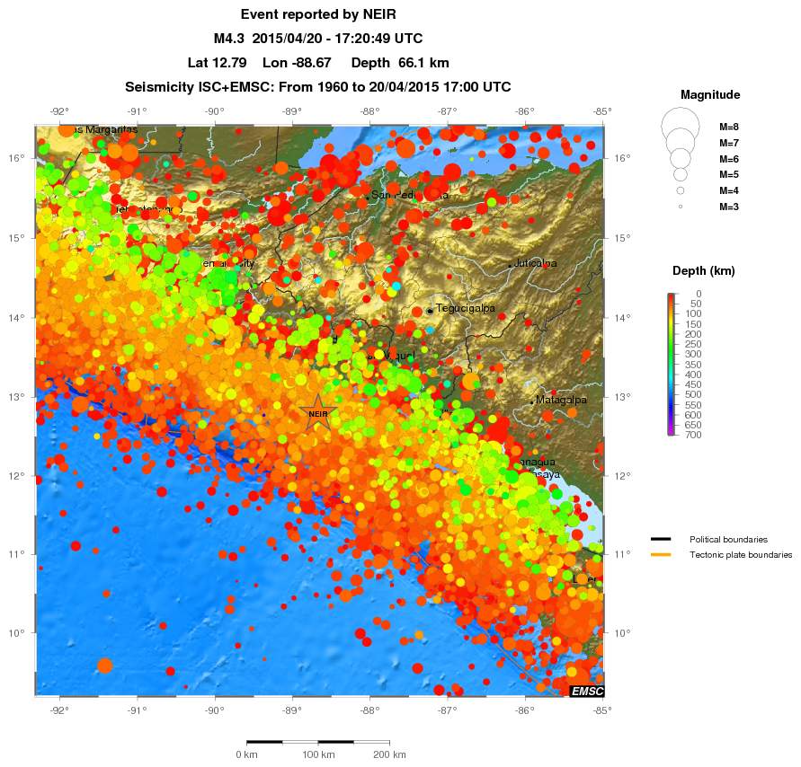 regional depth historical seismicity