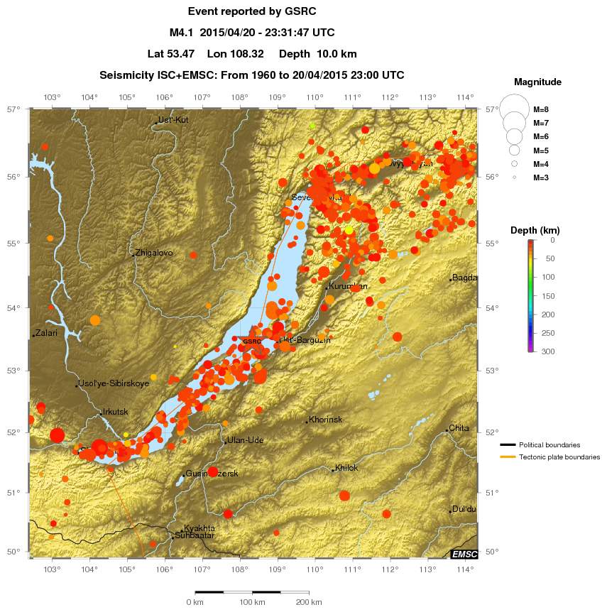 regional depth historical seismicity