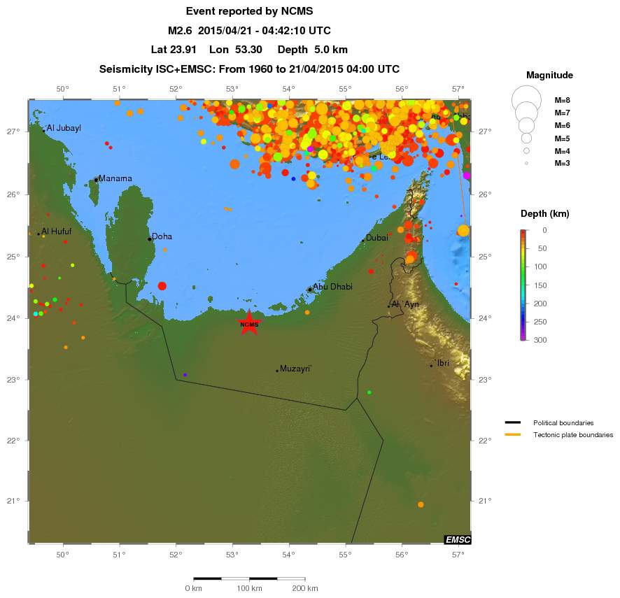 regional depth historical seismicity