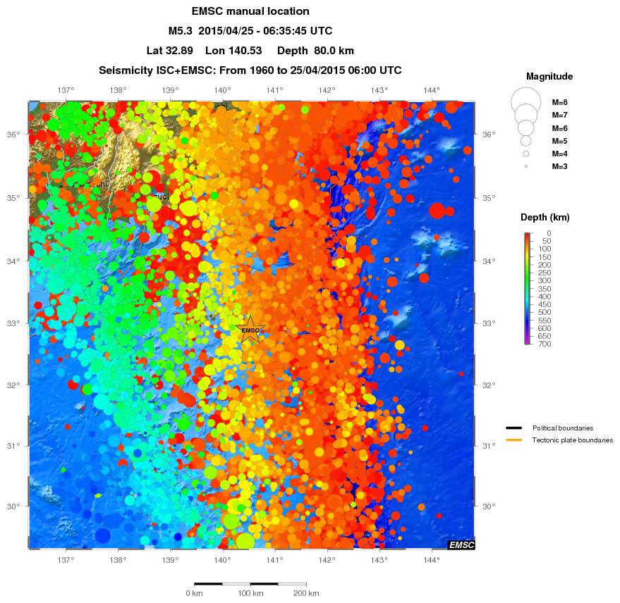 regional depth historical seismicity