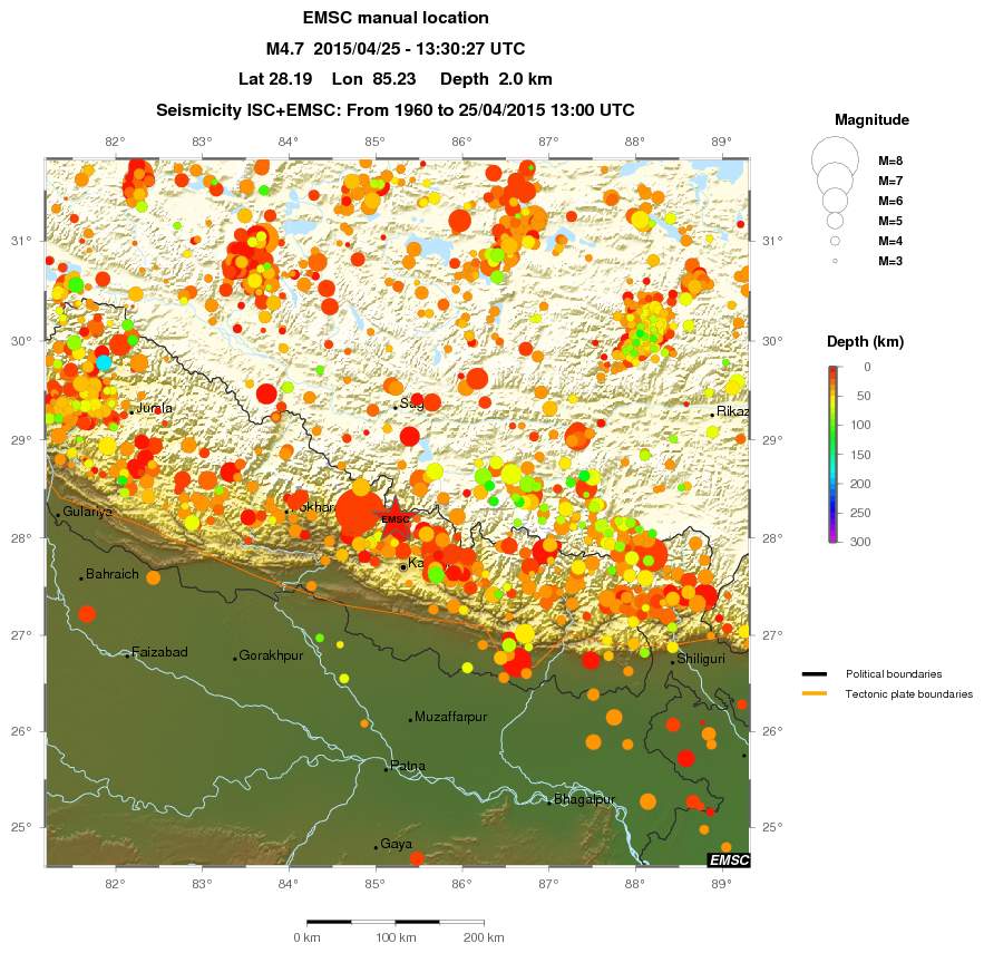regional depth historical seismicity