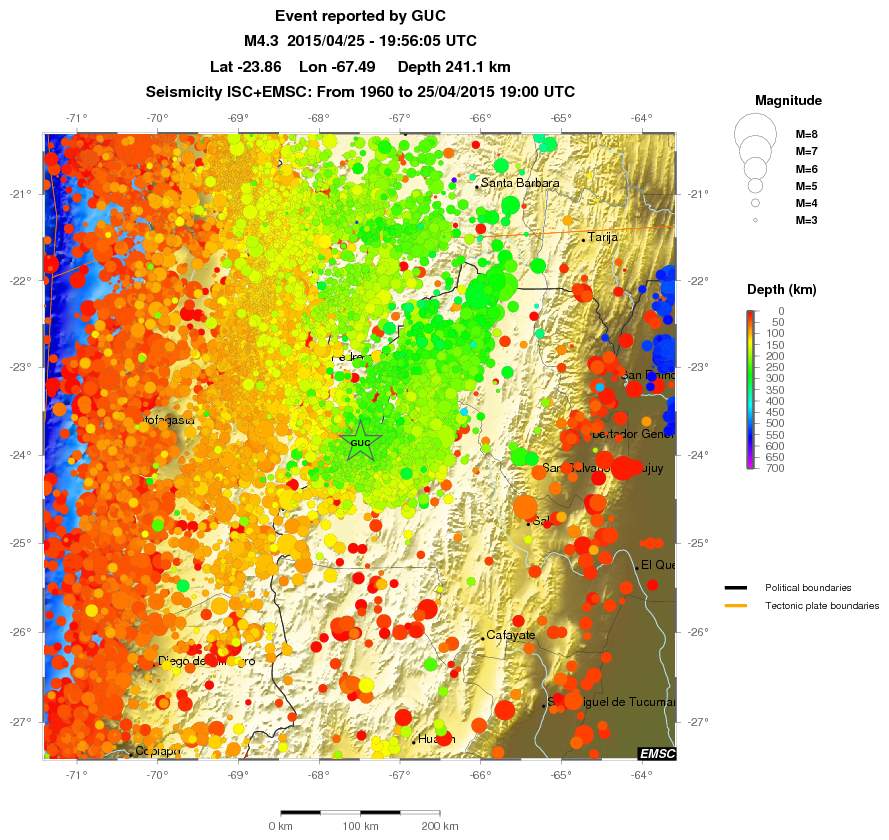 regional depth historical seismicity