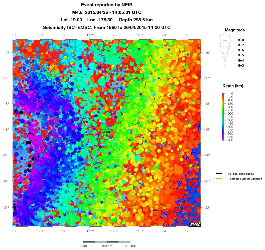 regional depth historical seismicity