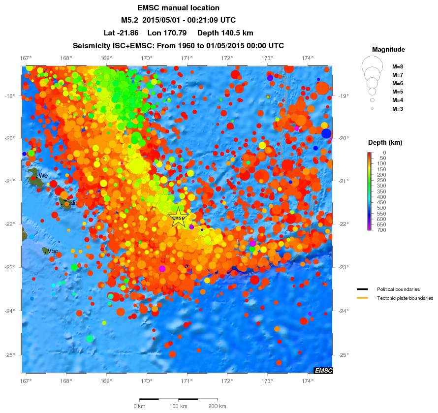 regional depth historical seismicity