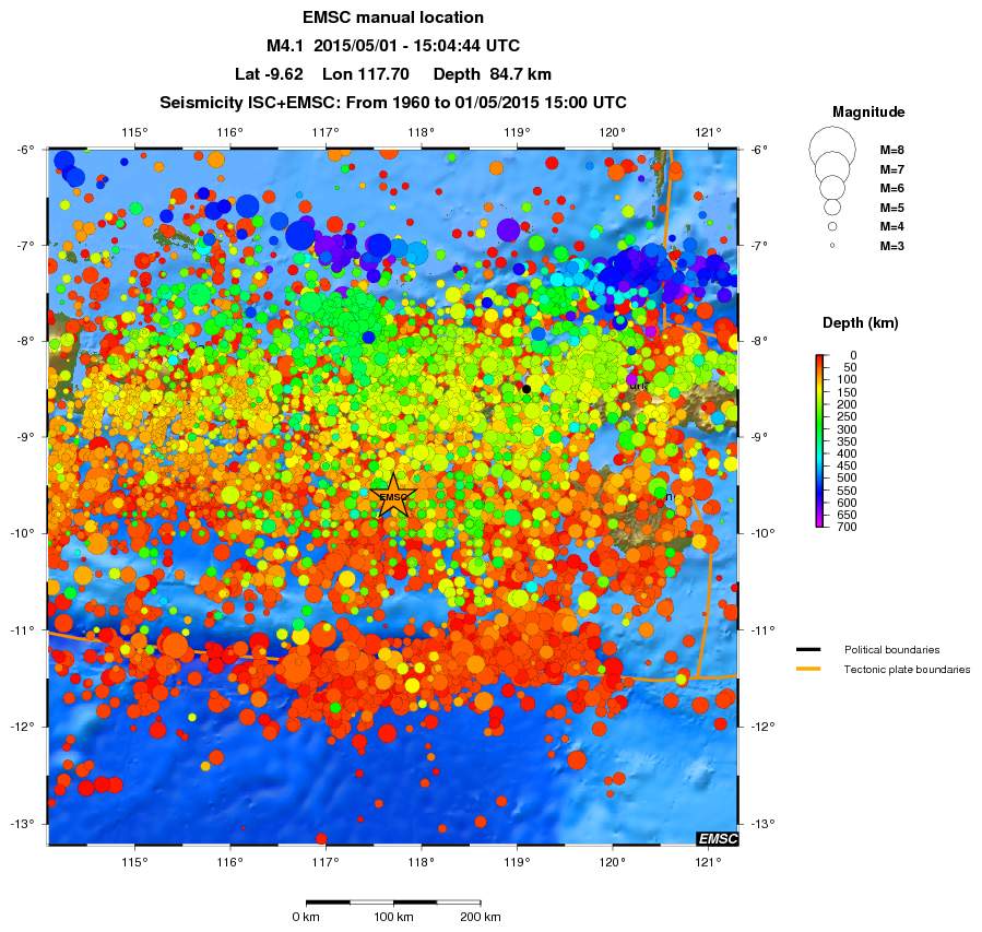 regional depth historical seismicity