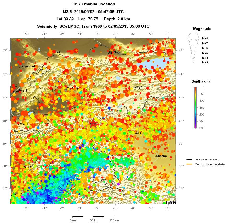 regional depth historical seismicity