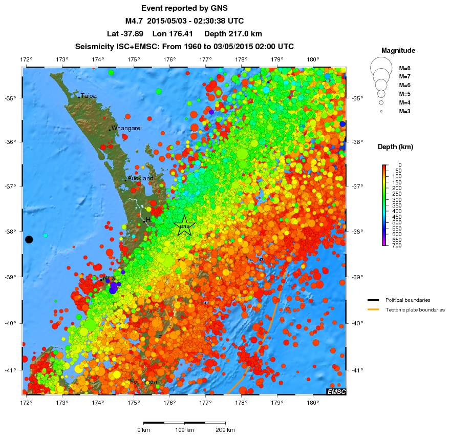 regional depth historical seismicity