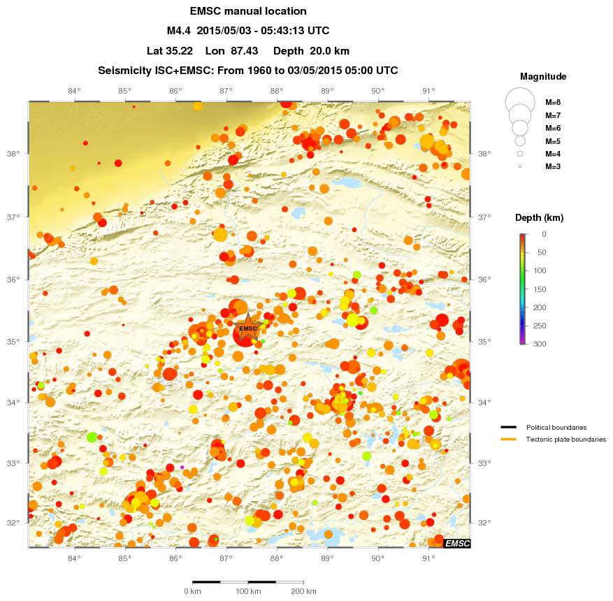 regional depth historical seismicity