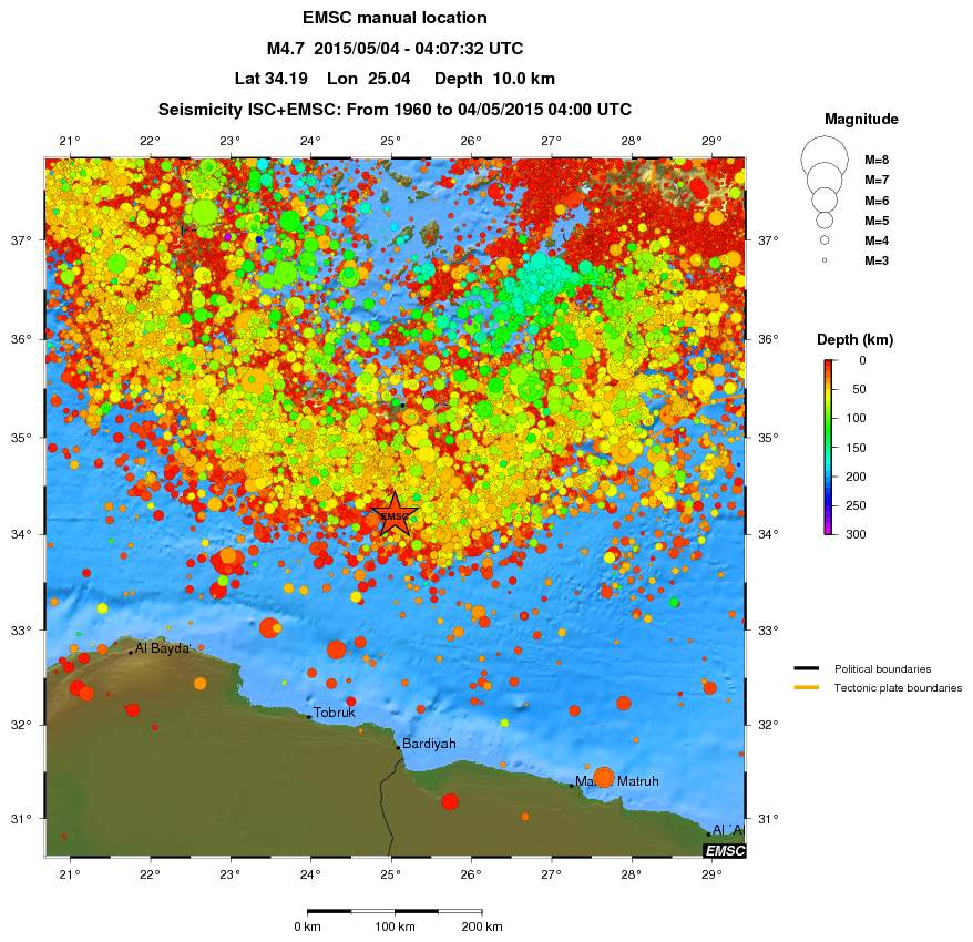 regional depth historical seismicity