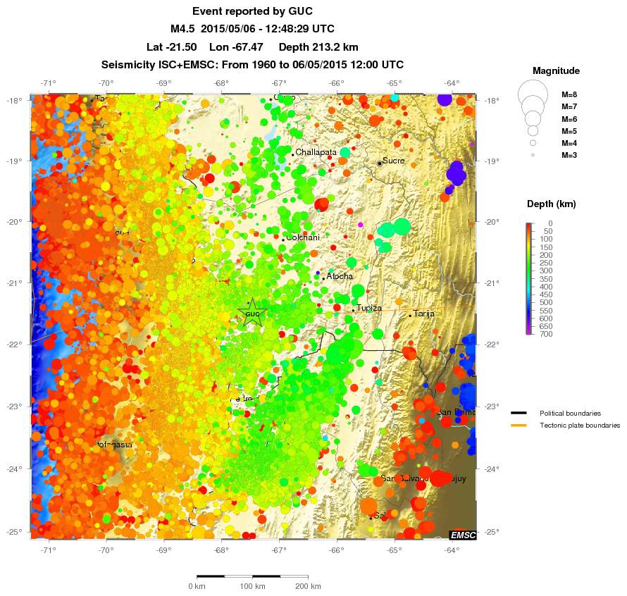 regional depth historical seismicity
